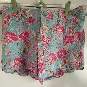 Lilly Pulitzer Pink and Blue Shorts with jellyfish